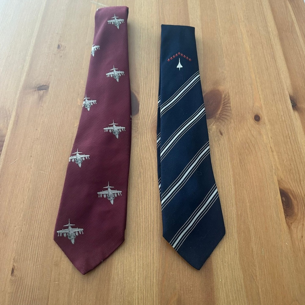 Vintage McDonnell Douglas Fighter Jet and Concorde Aviation Tie Set